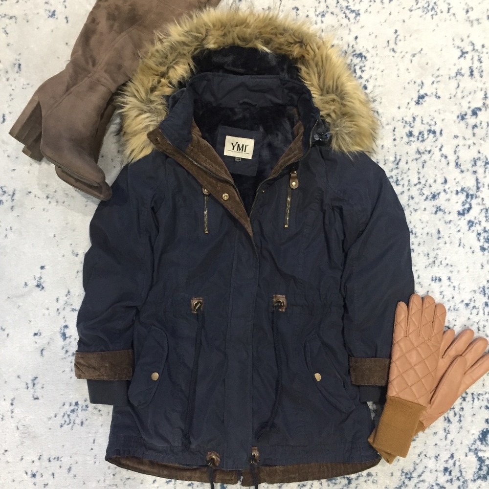 YMI Junior Parka with Fur Trim Hood